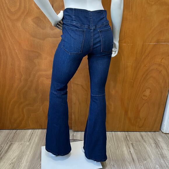 Free People Penny Pull-On Flare Blue Jeans Size W27 - Picture 2 of 9